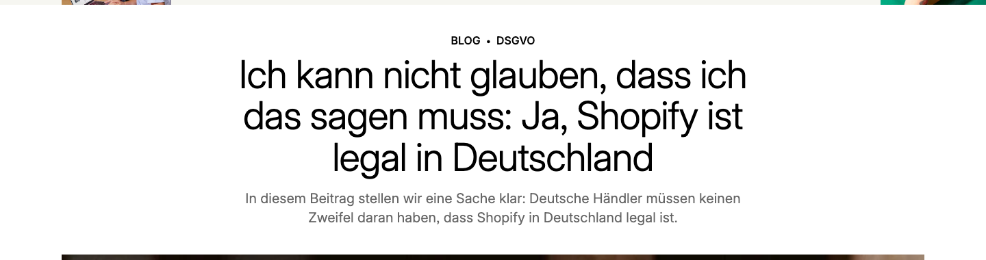 Shopify DSGVO Blogartikel zur rechtlichen Situation in Deutschland