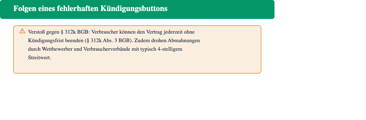 Achtung: Folgen eines fehlerhaften Kündigungsbuttons - sofortige fristlose Kündigung und Abmahnung möglich