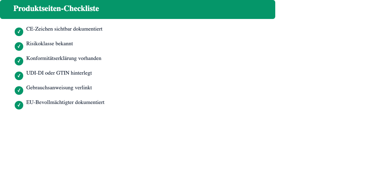 Checkliste für eine MDR-konforme Produktseite im Online-Shop